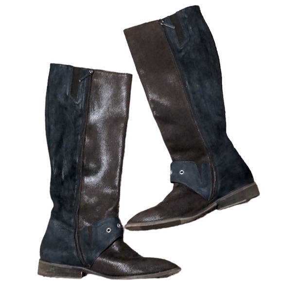 DONALD J. PLINER | Womens Black Leather Brown Suede Gale Knee High Boots size 10 - Picture 13 of 16